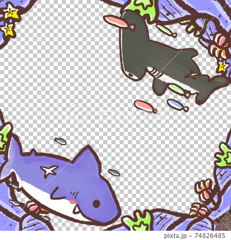 R もっとメルヘンな水族館 壁紙 フレーム サメとの迎合のイラスト素材